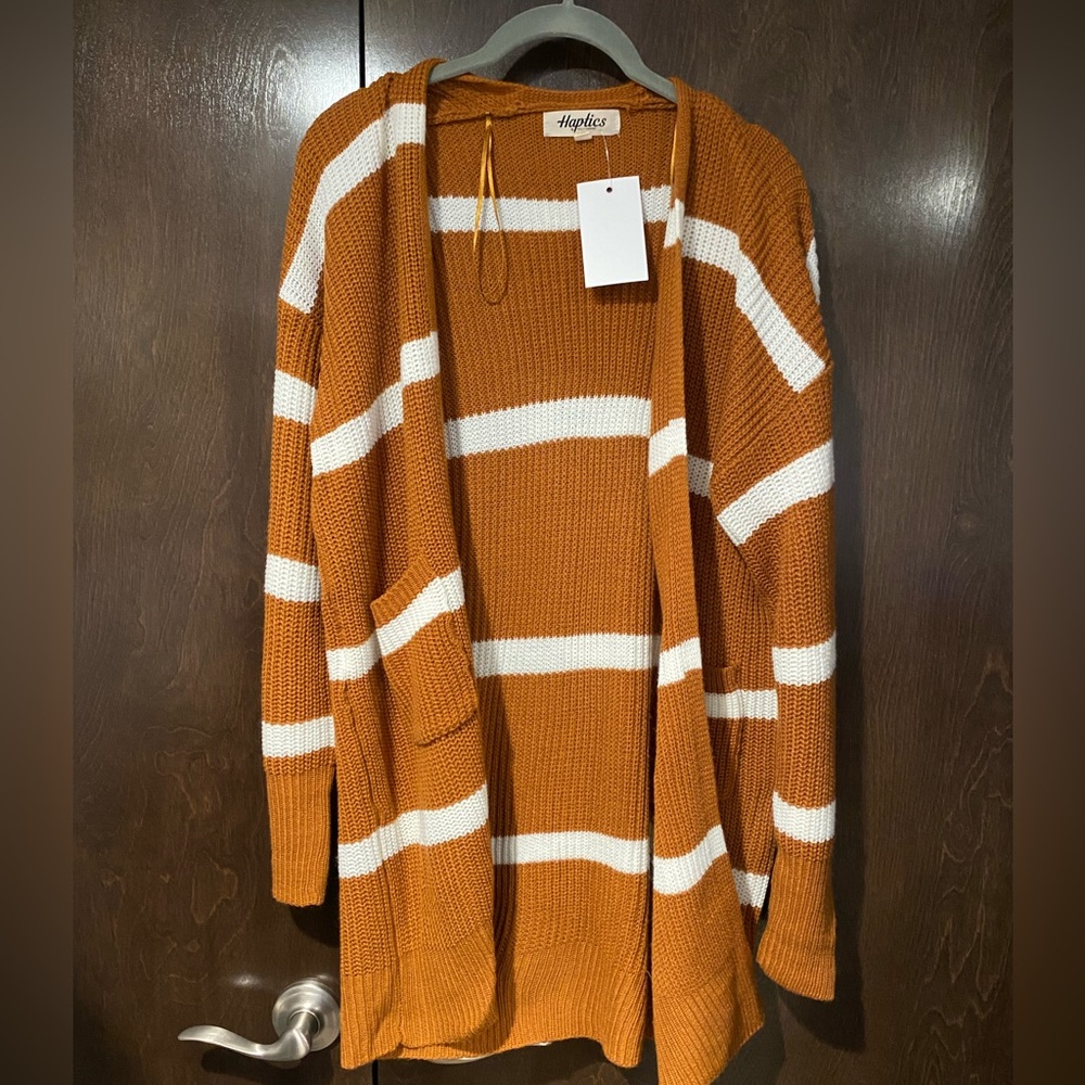 New with tags Haptics Rust Striped Cardigan